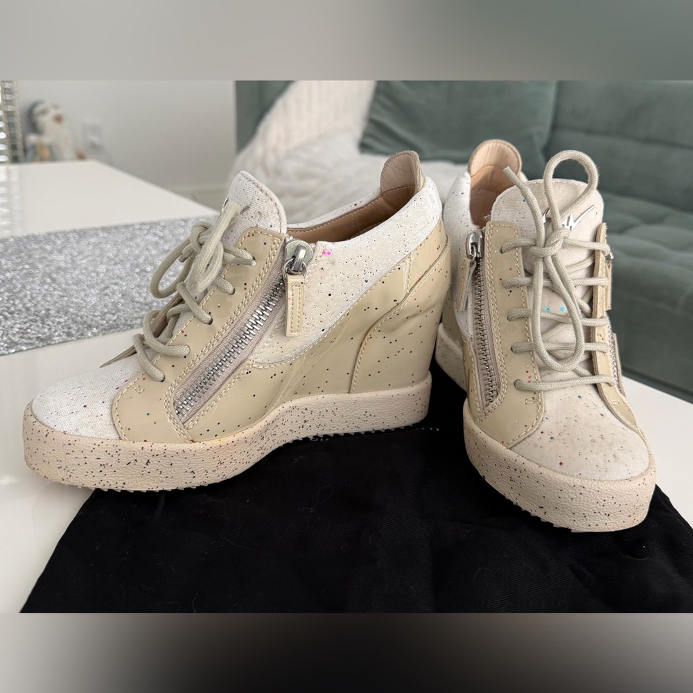 Giuseppe Zanotti Gommalamay Glitter Wedge Sneakers